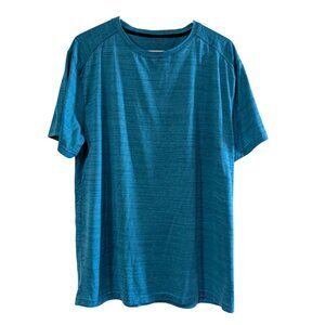 Spalding Men's Athletic T-Shirt, Size Large, Blue, 100% Polyester, Striped